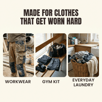 Enzyme Laundry Booster made for clothes worn hard — workwear, gym kit and everyday laundry