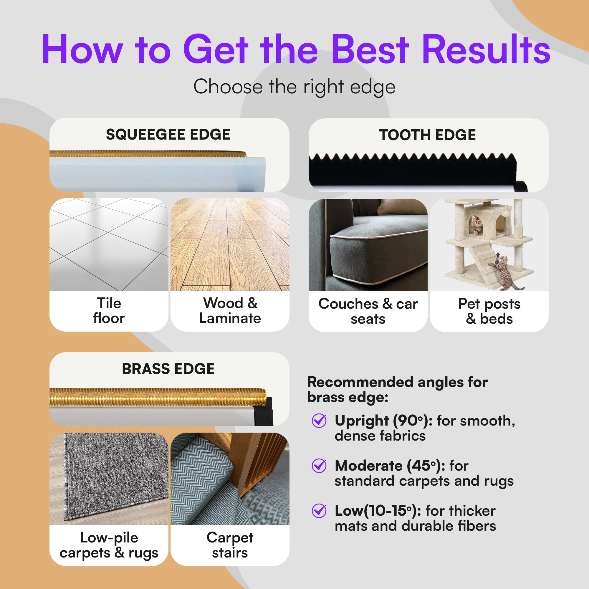 Dual - Edge Pet Hair Carpet Rake and Scraper - Pet Hair Removal with 157cm Adjustable Handle, Swappable Squeegee and Tooth Edge - viblii