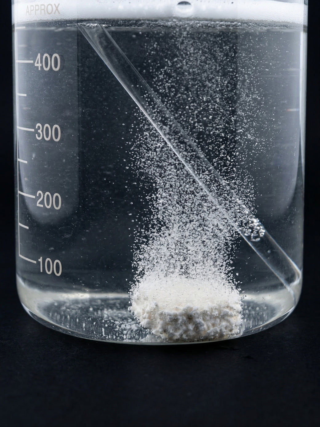 Macro view of enzyme formula dissolving residue