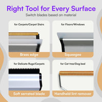 viblii dual-edge carpet rake set - includes all swappable edges